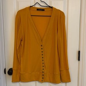 Women's Mustard Button-Front Cardigan